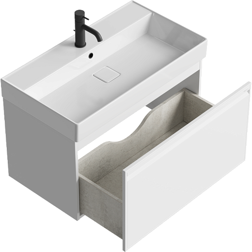 AQWELLA Pure подвесная тумба с умывальником в комплекте 81 см, цвет белый матовый